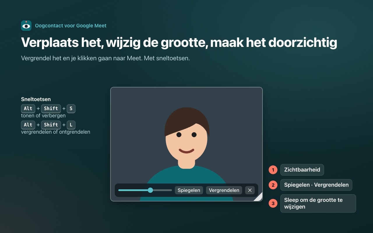 Verplaats het, wijzig de grootte, maak het doorzichtig