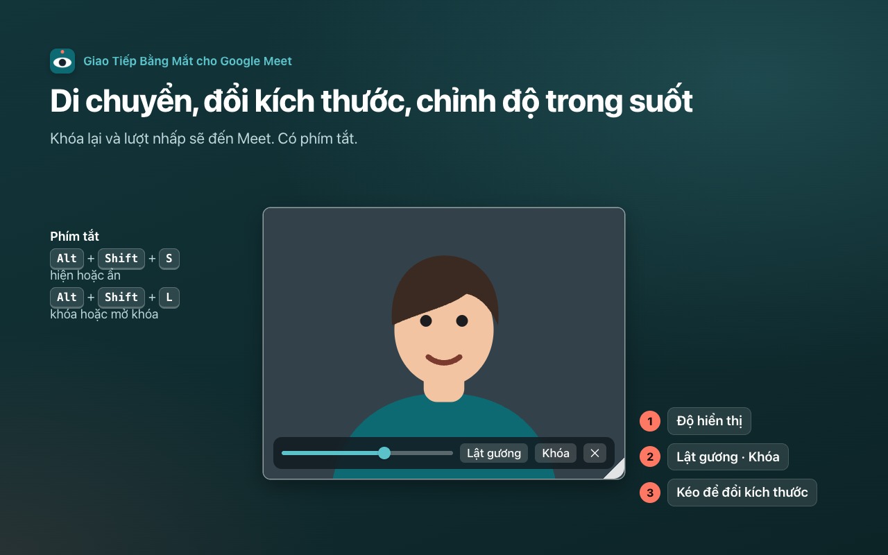 Di chuyển, đổi kích thước, chỉnh độ trong suốt